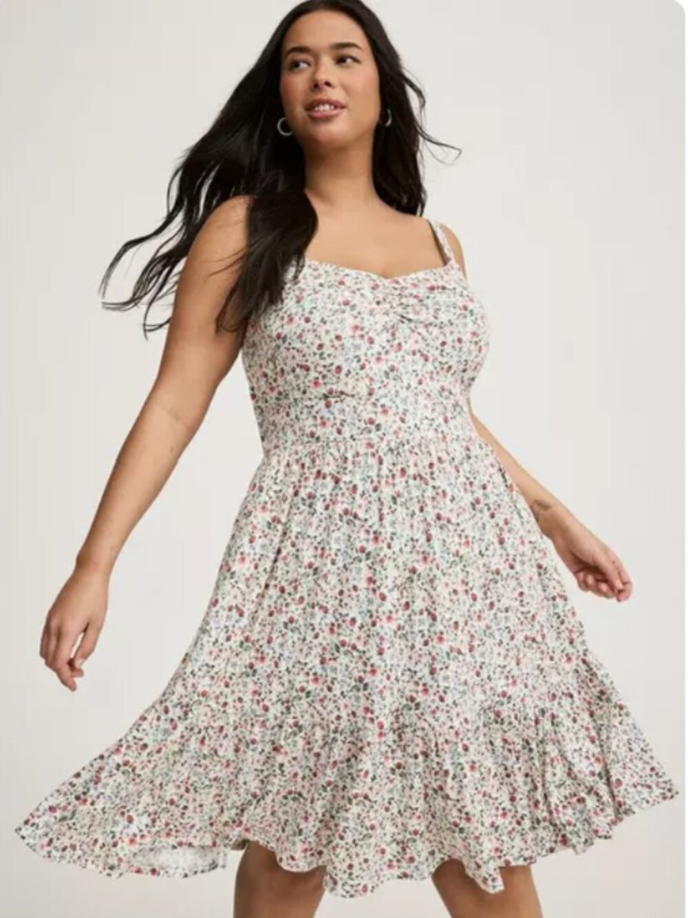 Torrid Mini Tie Back Dress in Strawberry Fun Whisper White Size 2X